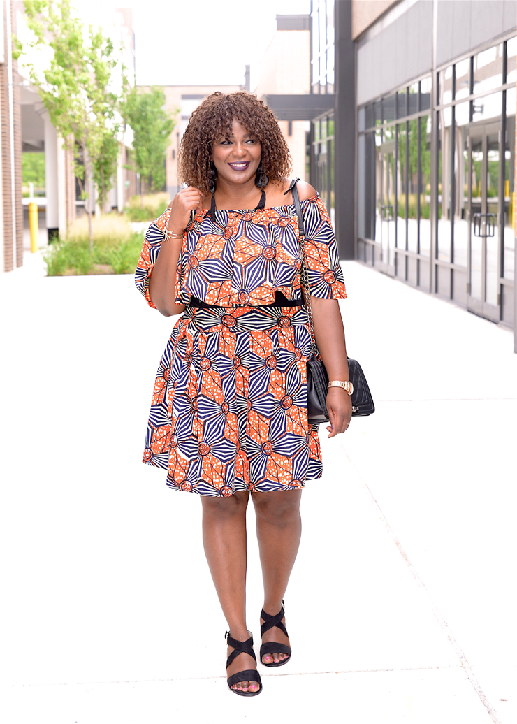 Plus Size African print clothing off-shoulder-skirt-set-Mycurves-and-curls