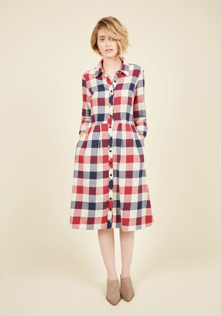 Plus-size-flannel-fit-and-flare-dress