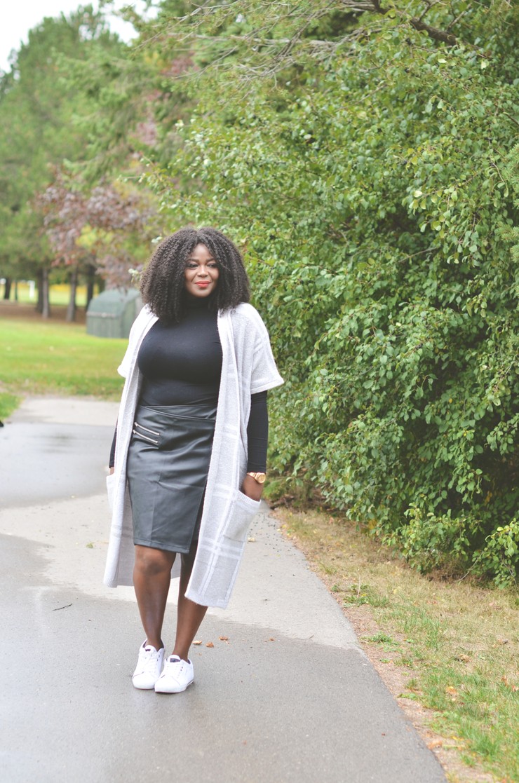 Plus Size Leather Skirt Outfit- My Curves And Curls