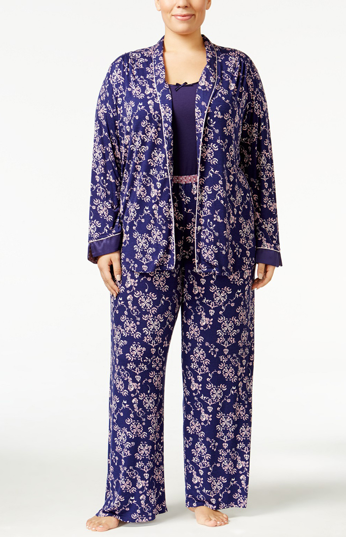 Oscar de la Renta Plus Size pajama 3 Piece Knit Pajama Set