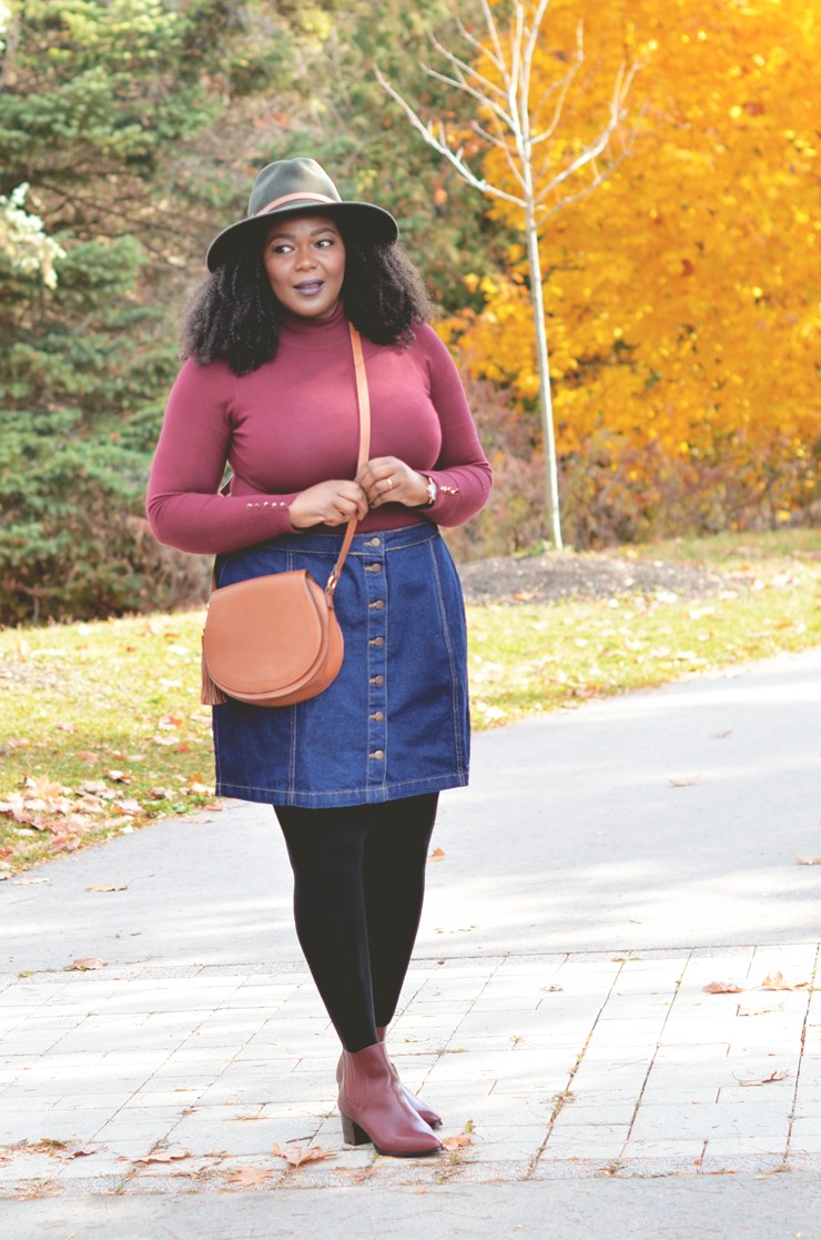 Denim Skirt x Cozy Sweater - My Curves And Curls