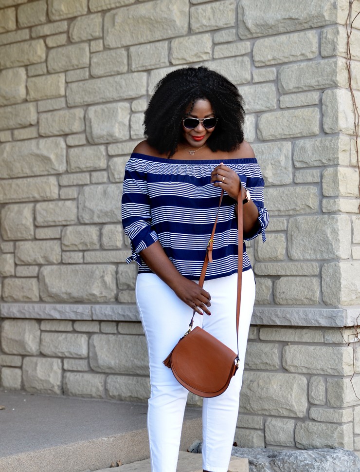 Off The Shoulder And White Crop Denim - My Curves And Curls