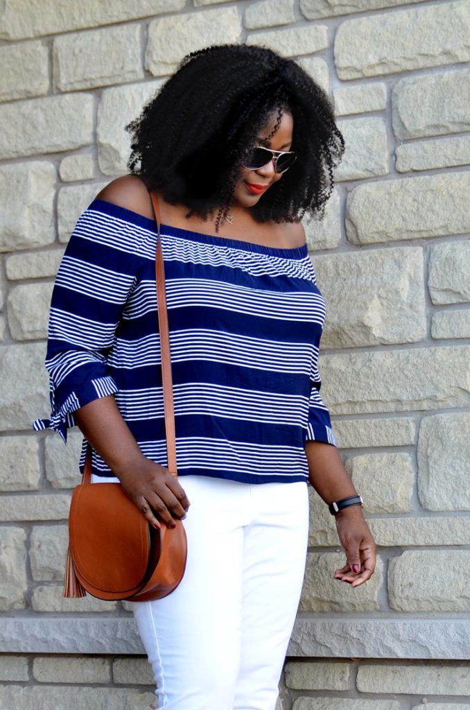 Off The Shoulder And White Crop Denim - My Curves And Curls