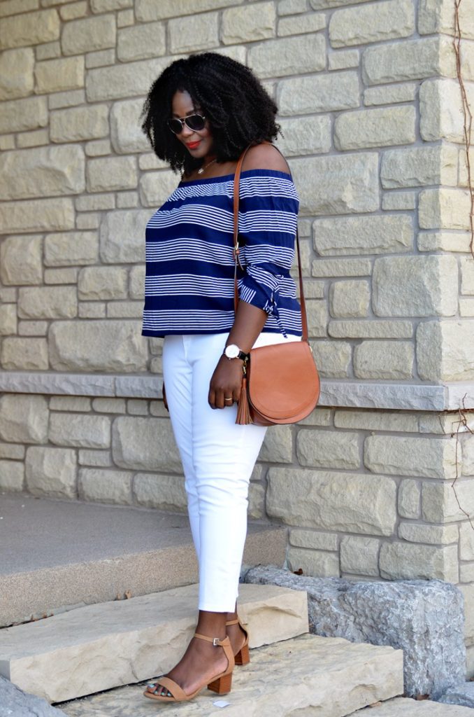 Off The Shoulder And White Crop Denim - My Curves And Curls