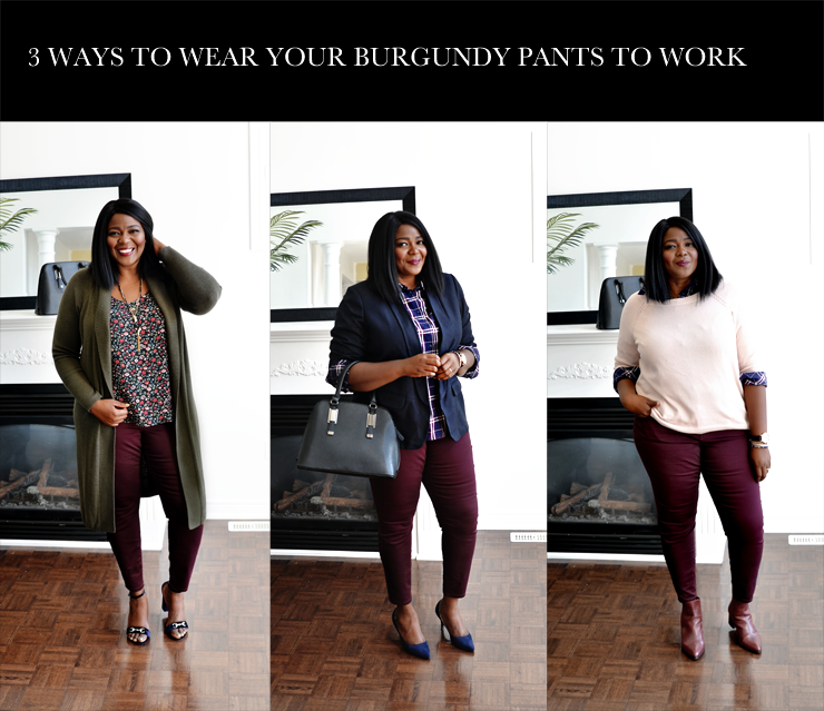 3 Ways To Wear burgundy Pants To Work This Fall | My Curves And Curls