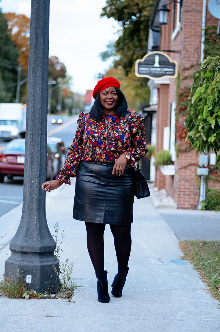 Plus Size Leather Skirt Outfit| My Curves And Curls