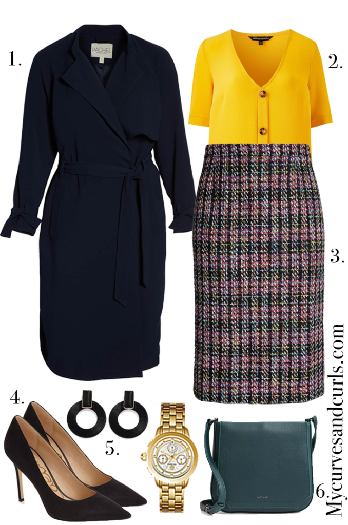 #plussize spring outfit ideas. How To Wear Yellow This Spring: Outfit Ideas. #plus size trench coat outfit