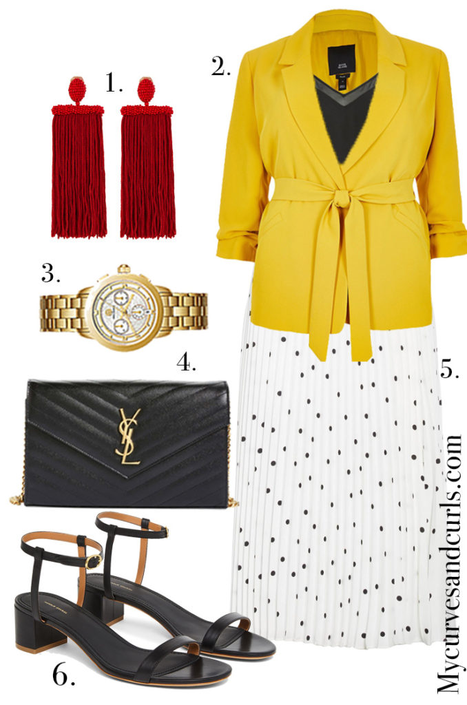 PLus size spring outfit ideas. How to wear a yellow blazer #weddingoutfit idea.