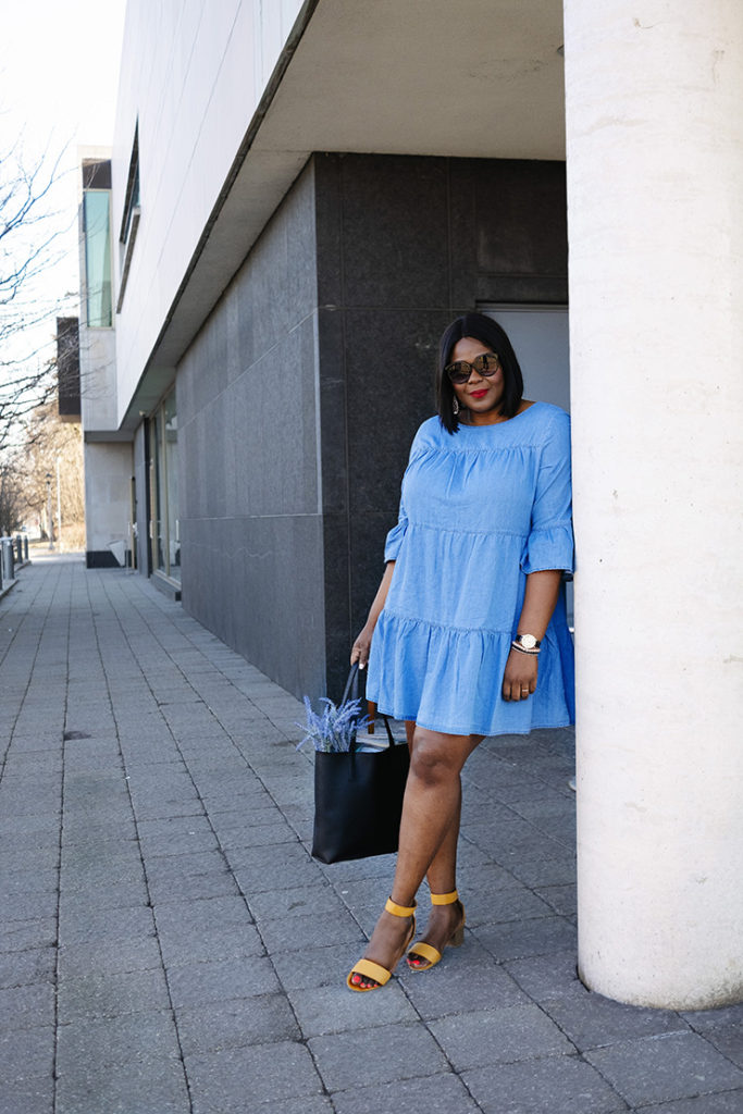 What To Wear to Brunch: Mini Chambray dress